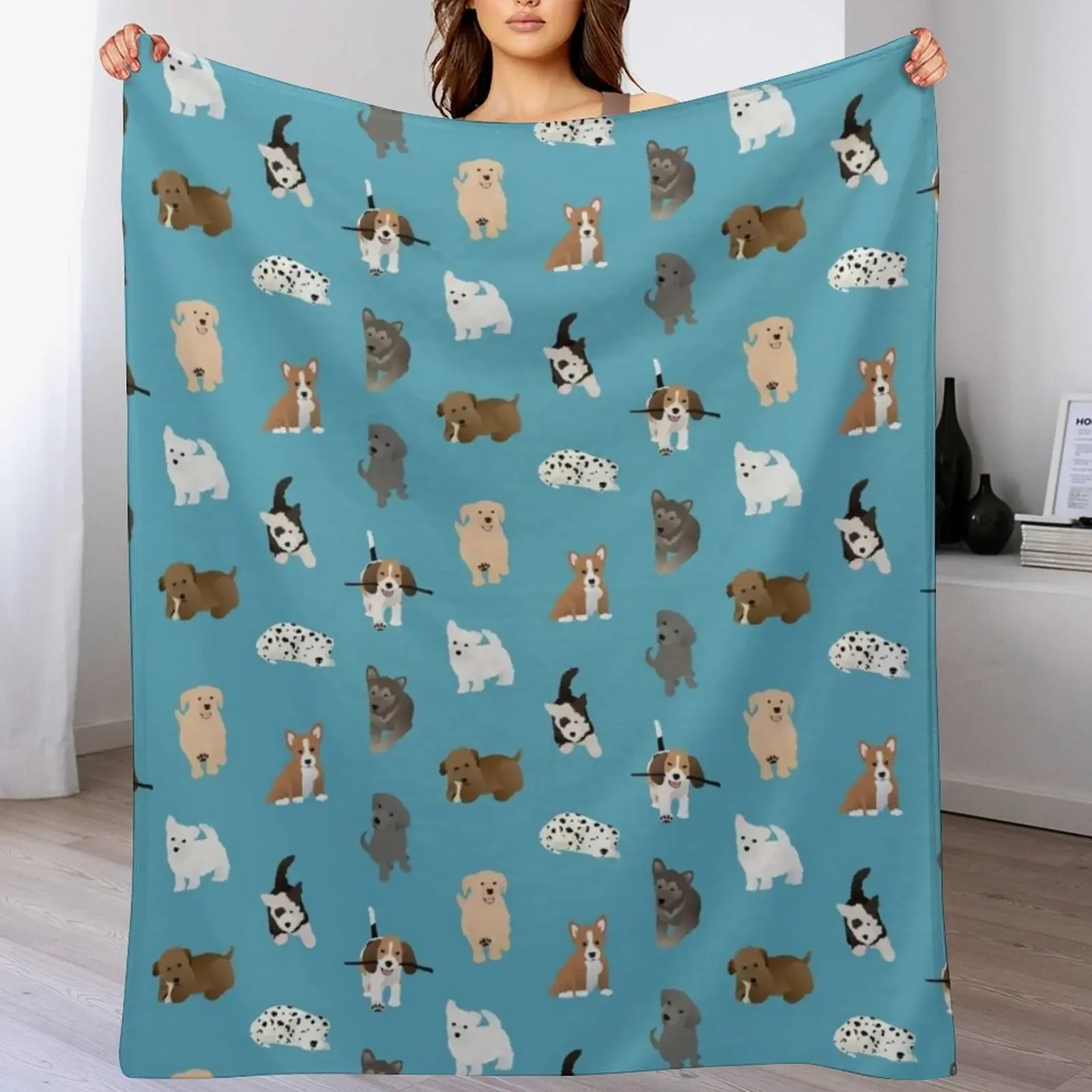 

puppies (blue) Throw Blanket cosplay anime Travel Shaggy Decorative Beds Blankets