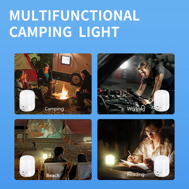 1pcs SMILINGSHARK XYD025 Outdoor LED Camping Light, Rechargeable Portable Tent Lamp, with Stepless Dimming, for Camping, Picnic