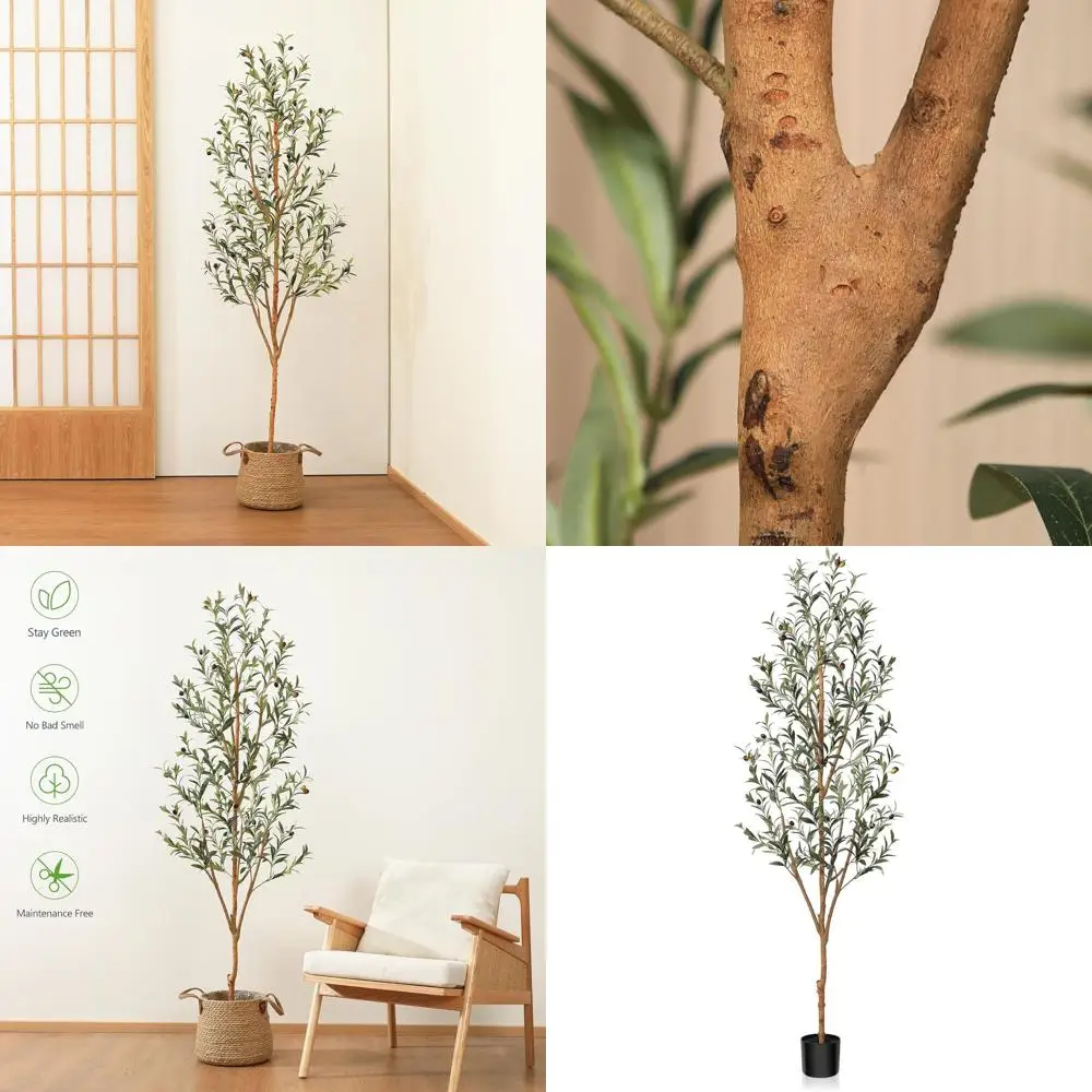 

Искусственное оливковое дерево высотой 6 футов с шелковыми листьями, в горшке, для декора офиса или дома