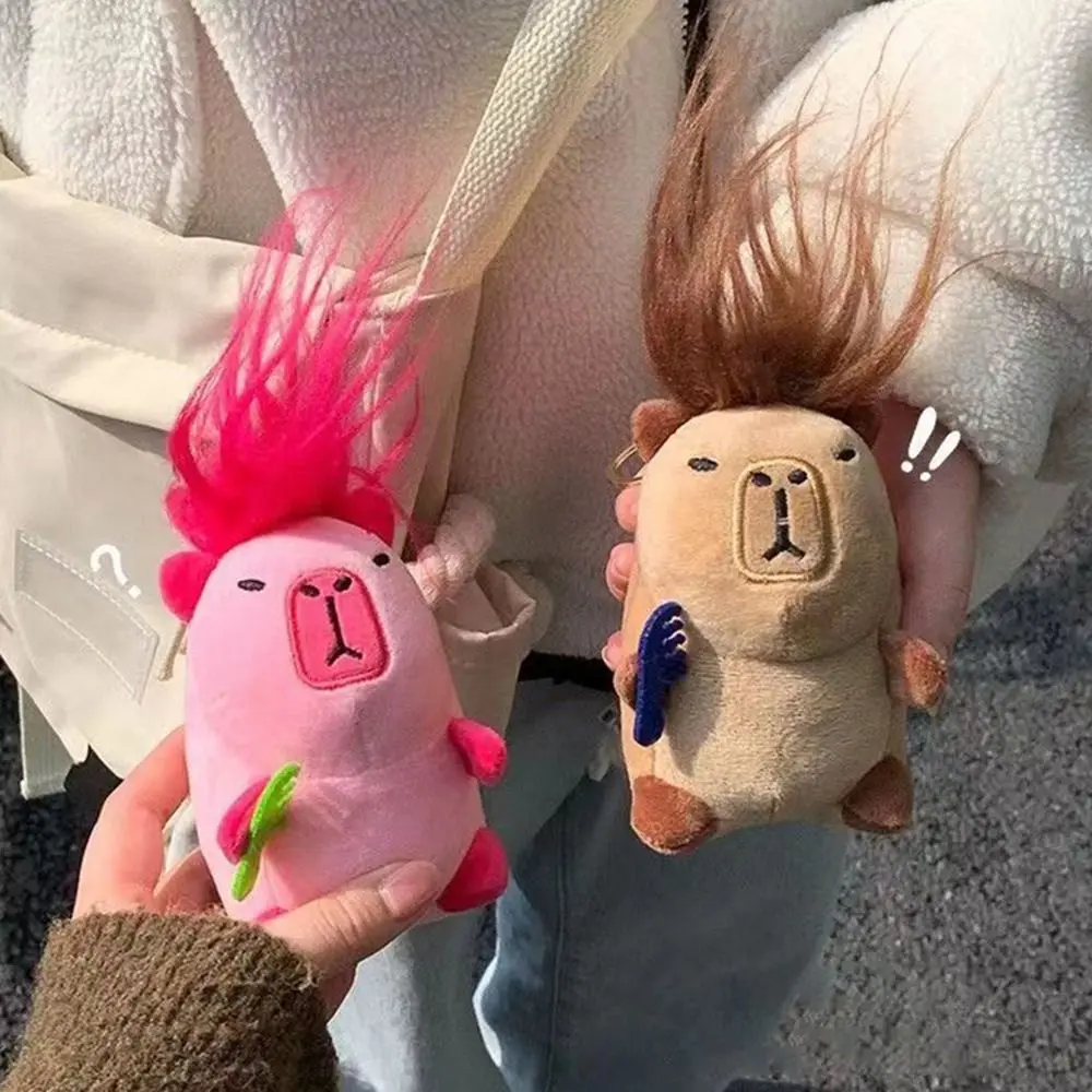 Creative Cute Stuffed Capybara Keychain Long-haired Capybara Doll Pendant Matte Texture Bag Pendant Capybara Worm Doll Pendant