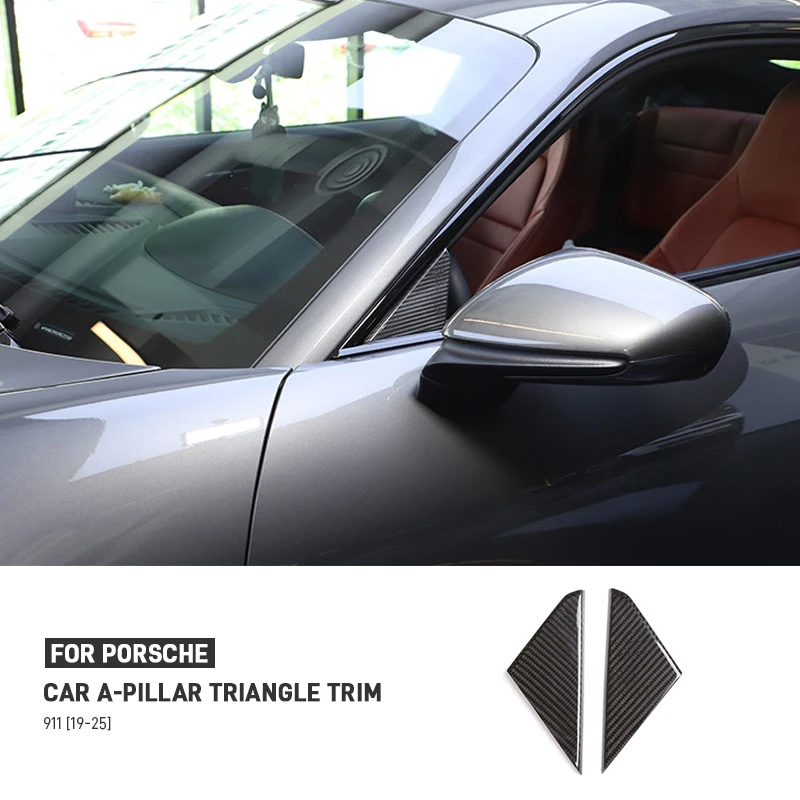 

Real Carbon Fiber Car Door Window A-pillar Triangle Trim Decoration Sticker For Porsche 911 2019 2020 2021 2022 2023 2024 2025