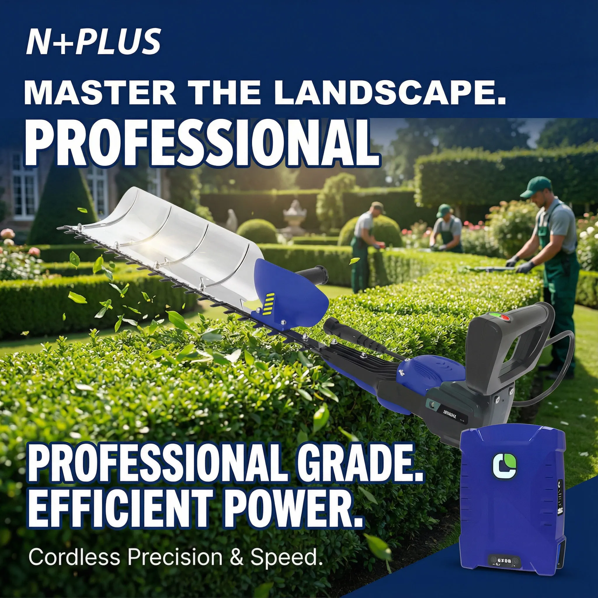 OEM N+PLUS Landscaping Power Tool Hedge Cutter Fast Trimming Output Productivity Driven Compact Handheld Electric Hedge Trimmer