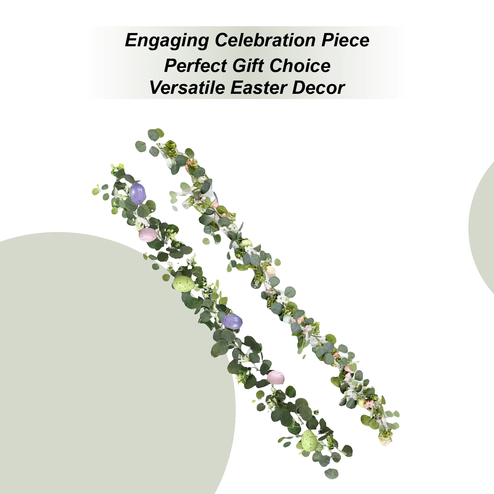 2 Pieces Easter Garland Artificial Egg Spring Green Rattan Easter Artificial Garlands For Decorating Fireplaces Windows Walls