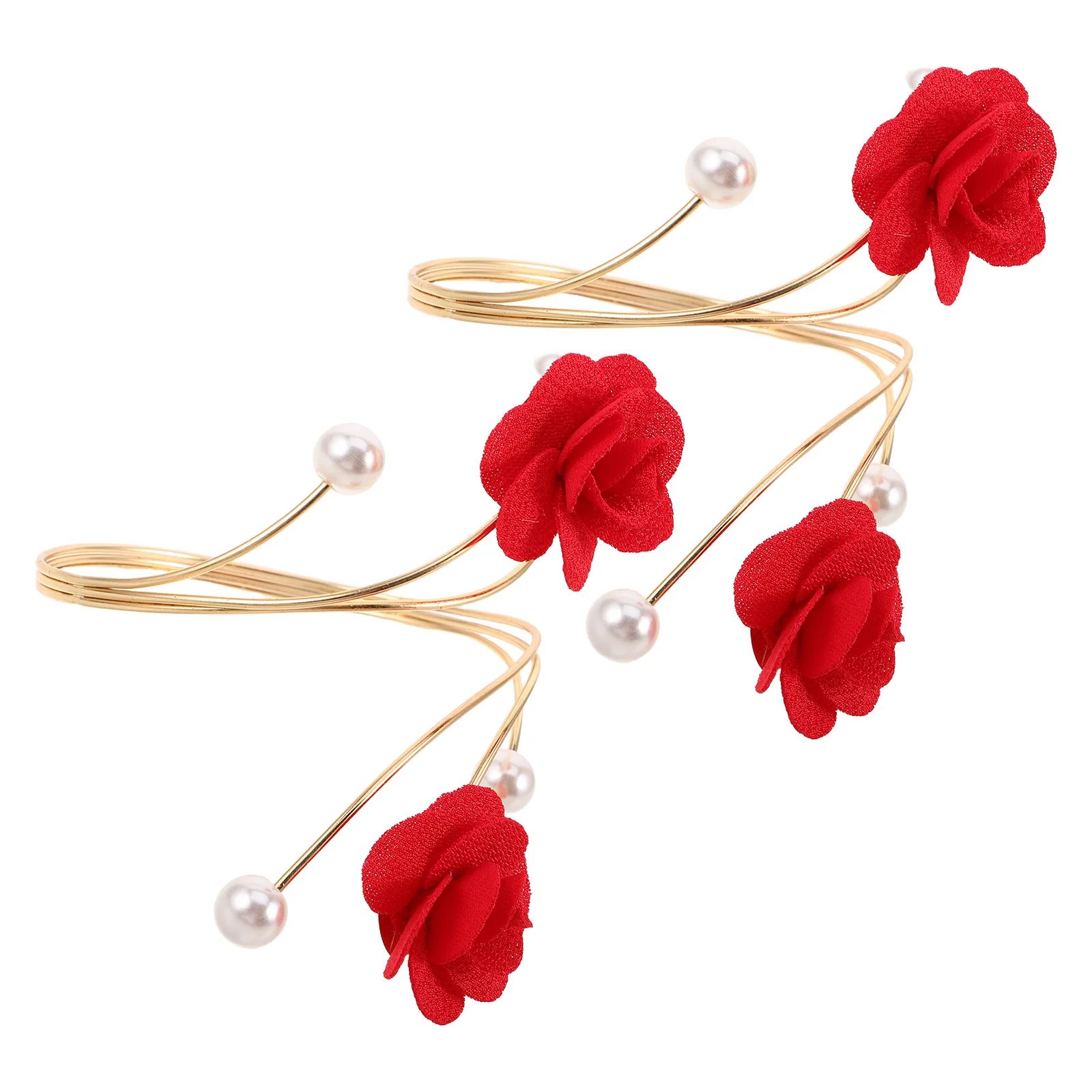 

2pcs Adjustable Pearl Bracelet Open Flower Cuff Bangle Stainless Steel Women'S Arm Cuff Wristlet Unique Curtains Inspired