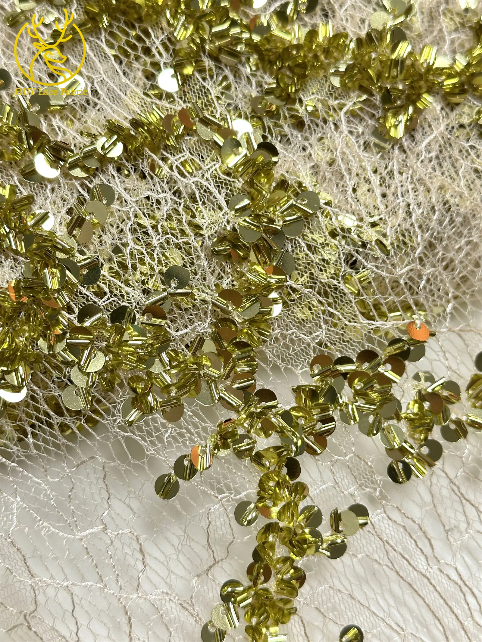 Großhandel Afrikanischer Spitzenstoff 2026 Hochwertige Neueste Französische Tüll-Pailletten-Spitze für Nigerianische Hochzeits- und Abendkleider 5 Yards – Detail 13