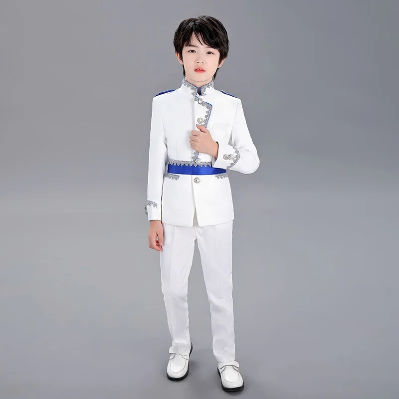 

Костюм мужской детский белый двор сценические костюмы европейский стиль мальчик принц рождественские костюмы для выступлений