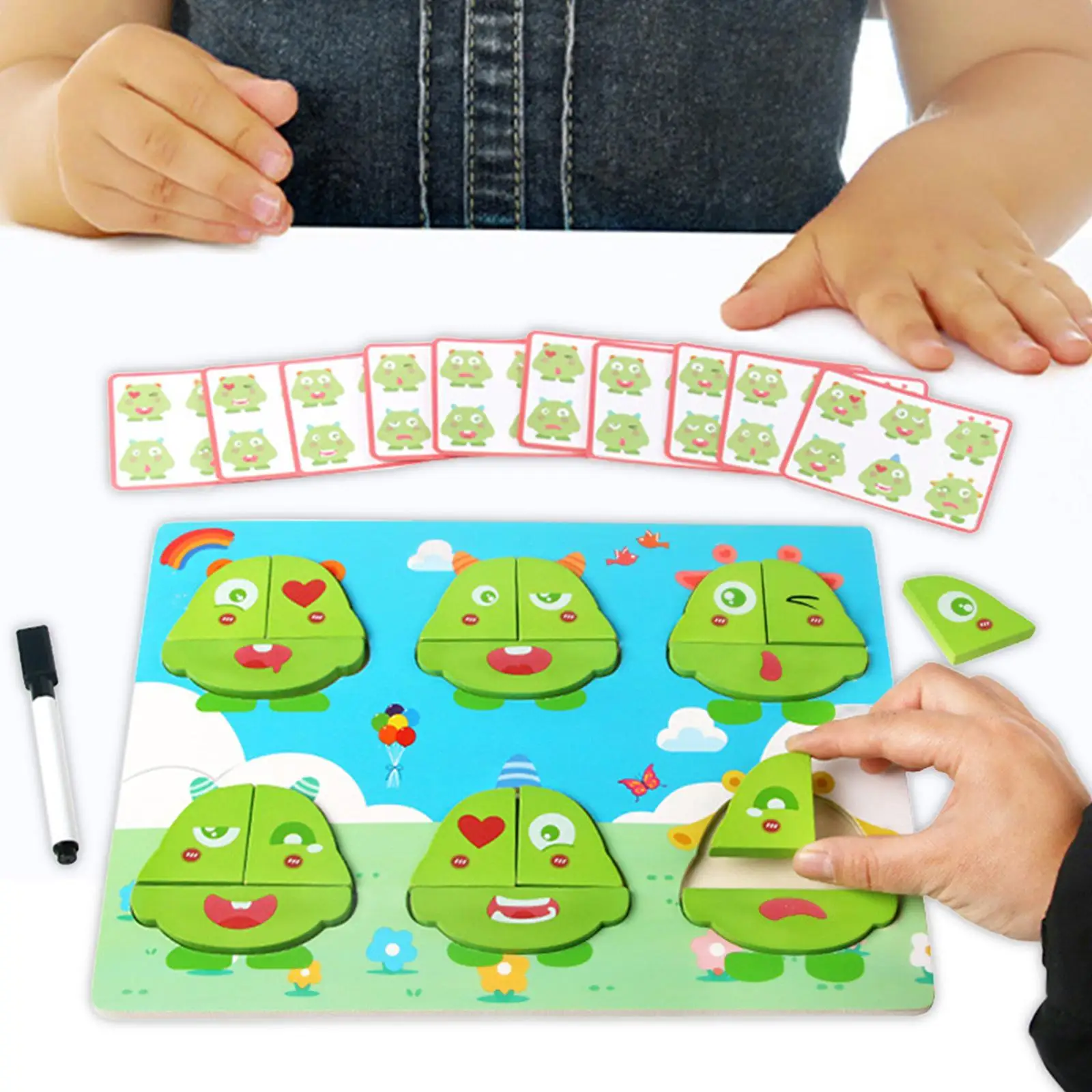 Montessori Toy Exercising Reusable Monster Puzzle Toy Multipurpose 2 in 1 Wooden Toy for Club Supplies Home Use Birthday Present