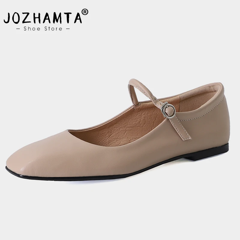 JOZHAMTA Size 34-40 Flats Shoes For Women 2023 Summer Fashion Low Heels Shoes Real Leather Luxury Designer Pump Casual Office