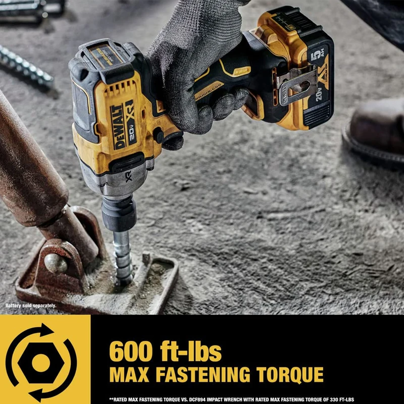 DEWALT DCF892 20V MAX* XR® 1/2 in. Brushless Cordless Mid-Range Impact Rechargeable Electric Wrench with Detent Pin Anvil