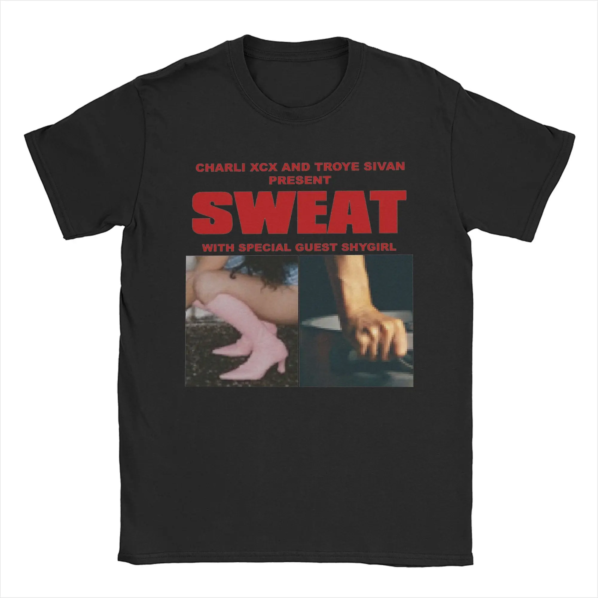 SWEAT tour Charli xcx and troye Sivan T-Shirts for Men  Novelty 100% Cotton Tee Shirt O Neck T Shirts Graphic Printed Tops