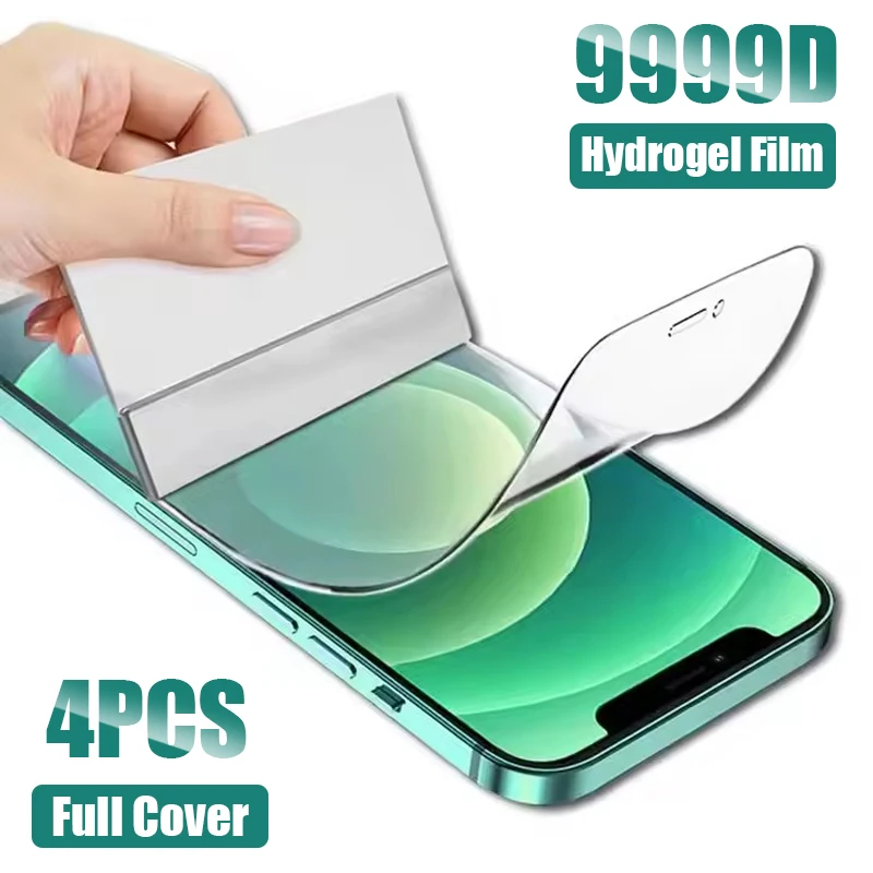 

4PCS Full Cover Hydrogel Film for iPhone 16 15 14 11 12 13 Pro Max 13 Mini X Xr Xs Screen Protector for iPhone 7 8 Plus SE 2020