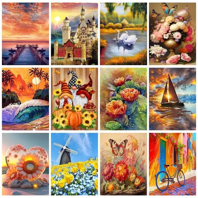 

CHENISTORY 5d DIY Diamond Painting Flower Landscape Full Square Diamond Embroidery Mosaic Handicraft Wall Art