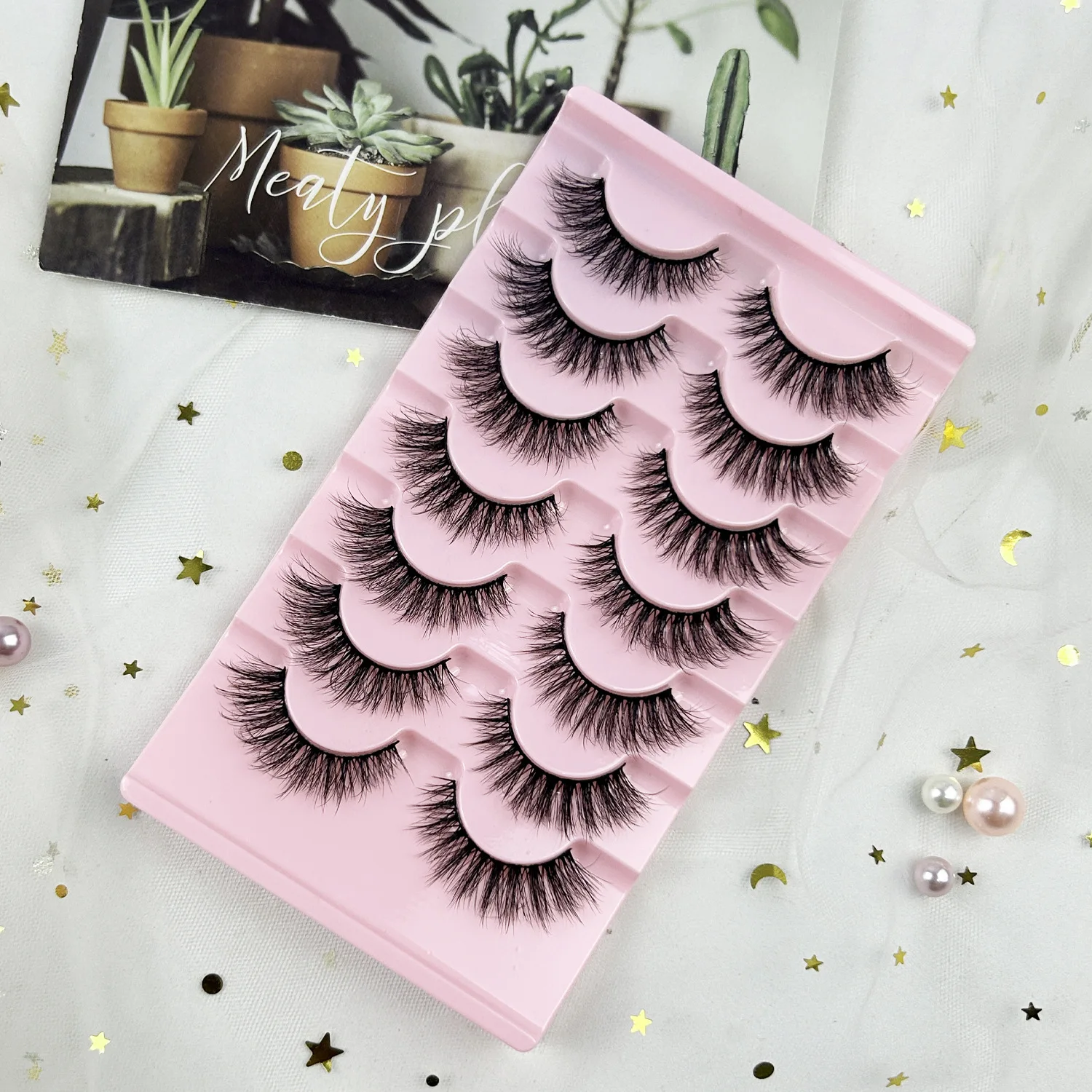 7 Pairs False Eyelashes Wispy Lashes Manga Lashes Natural Look Fake Eyelashes Cat Eye Lashes Faux Mink Fluffy Strip False Lashes