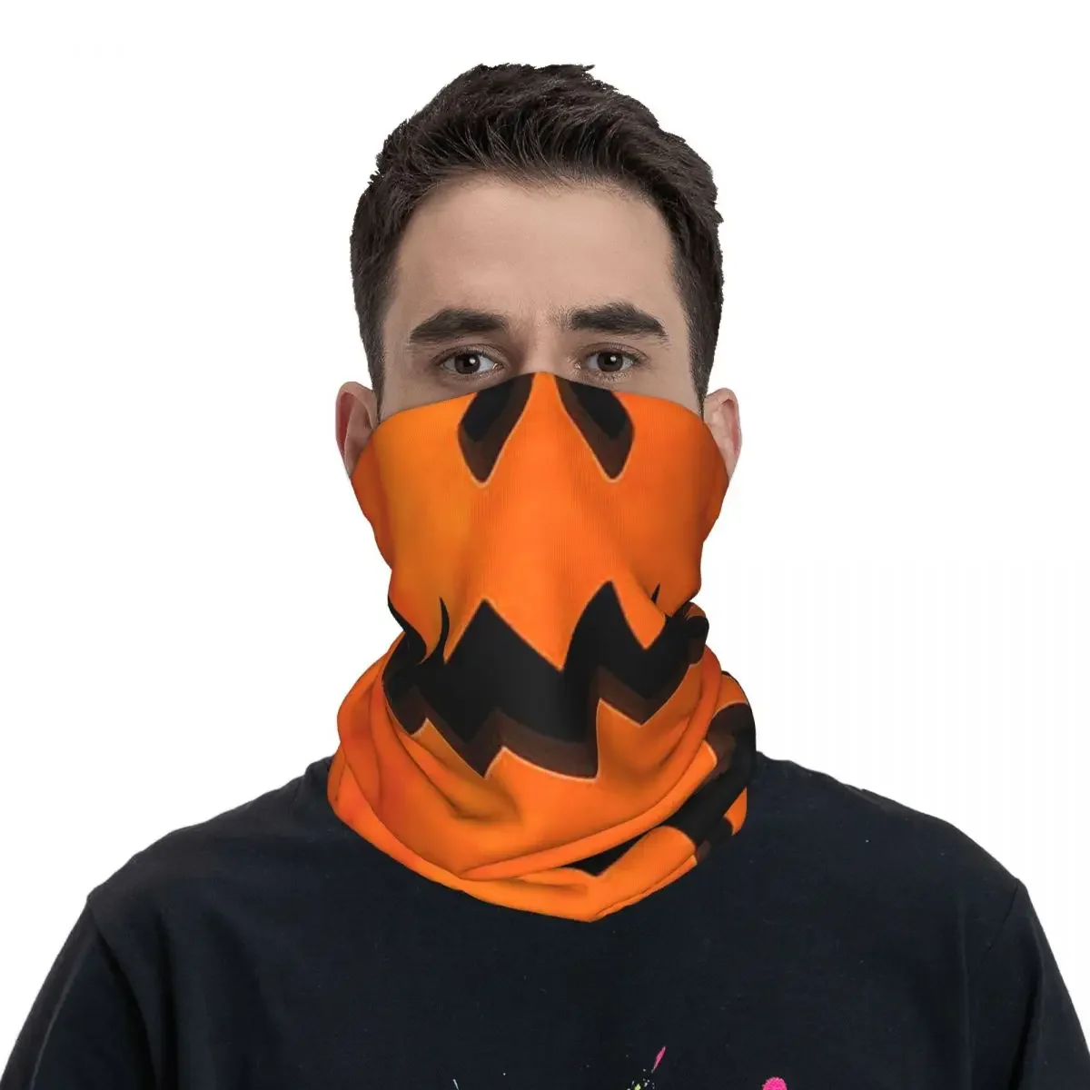 Pumpkin Scary Smile Bandana Neck Gaiter Printed Magic Scarf Multi-use Cycling  Outdoor Sports Unisex Adult All Season