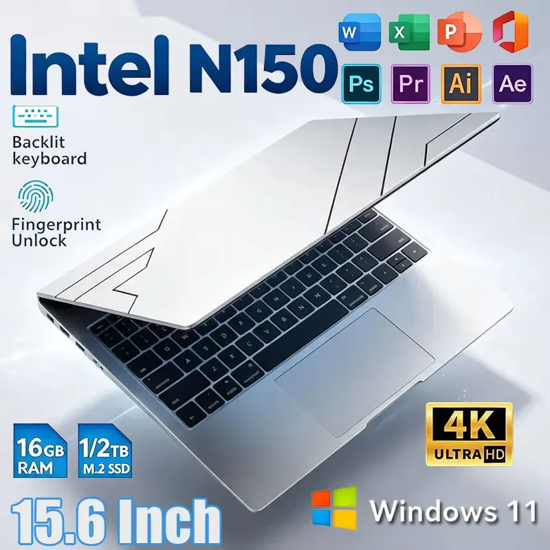 2026 New 15.6' Intel N150 Windows 11 Pro Laptop Computer 32GB RAM 512GB 1TB 2TB SSD Portable Notebook PC Office Study Laptops