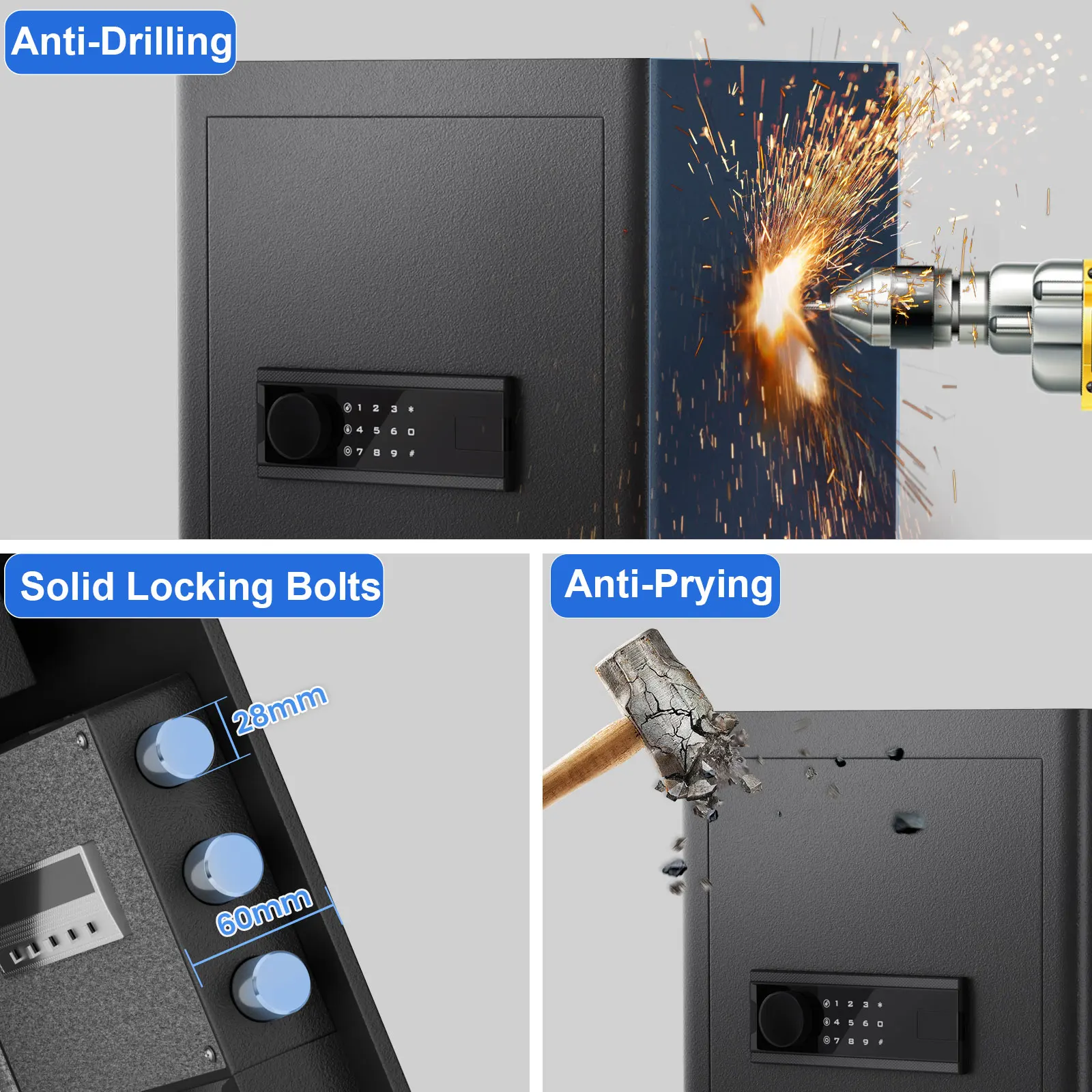 6.1 صندوق أمان منزلي على شكل شبل، آمن بسعة كبيرة مع أدراج مجوهرات، آمن رقمي مع أرفف قابلة للإزالة ونظام إنذار. #2