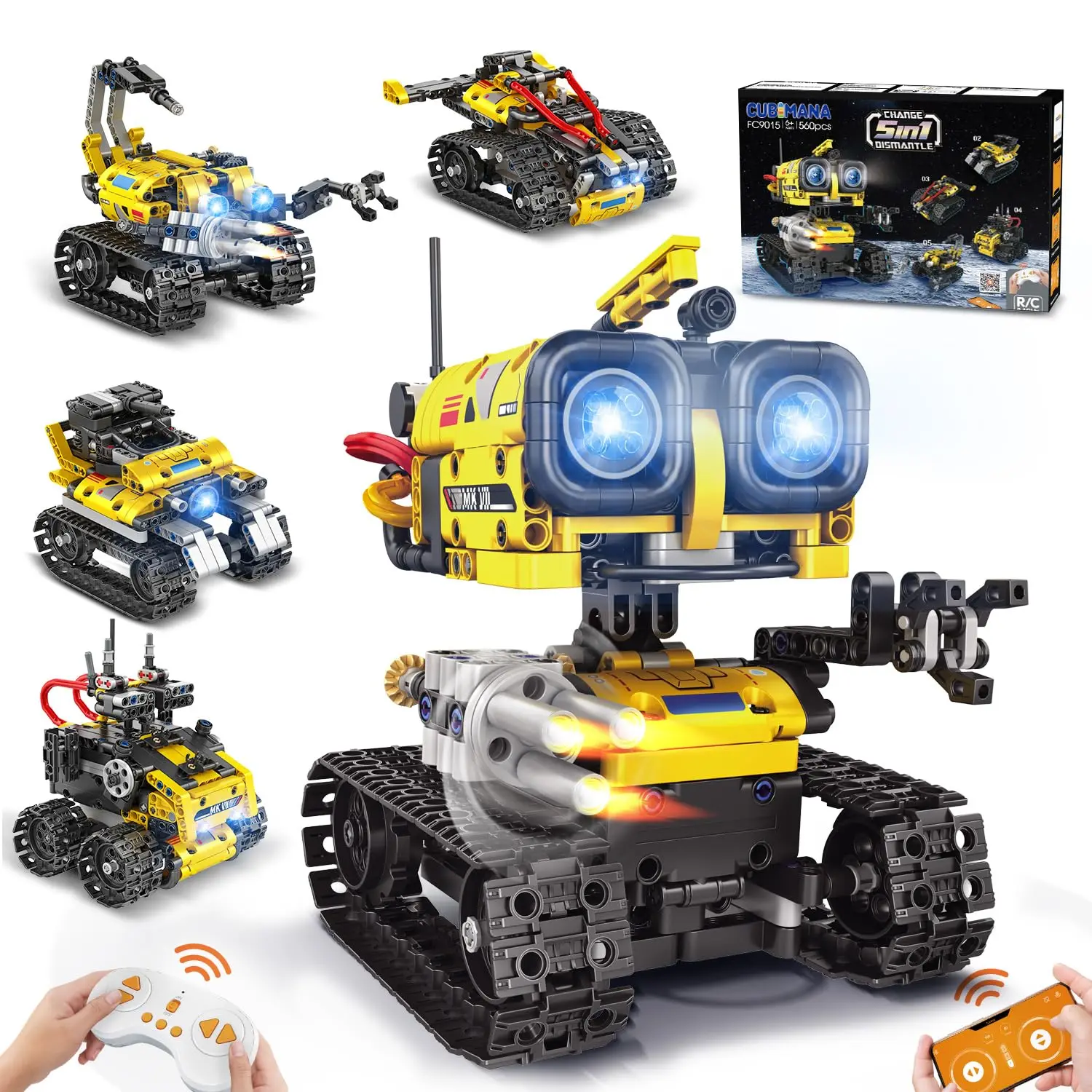 Robot Building Toys-5 in 1 Remote&App-Controlled Robot RC Wall Robot/Engineering/Mech Scorpion STEM Toy Gifts for Kids10+