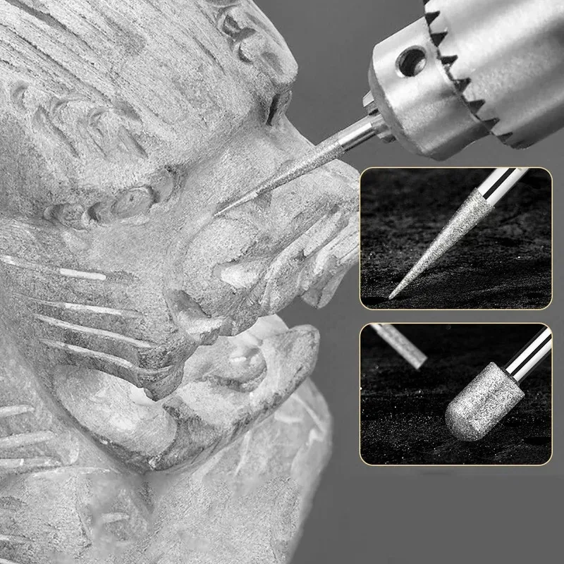 Jeu de 30 fraises diamantées avec étui – tige 2.35/3mm pour outils Dremel et rotatifs, forets de polissage à haute absorption