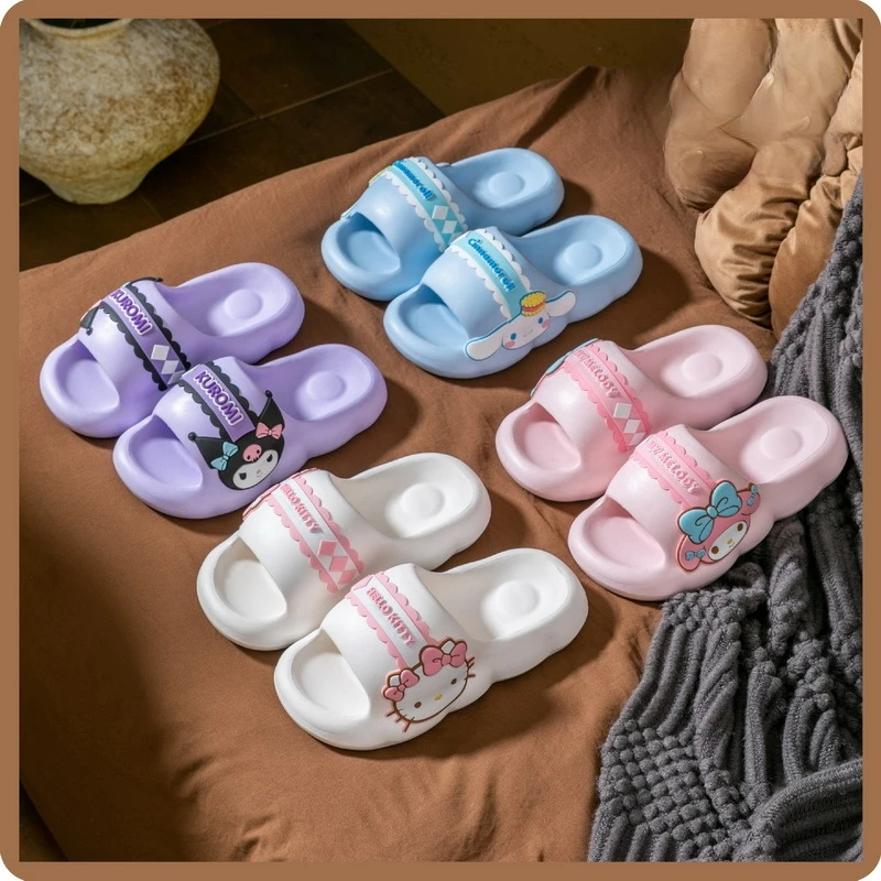 

Детские тапочки, модная летняя обувь из ЭВА с героями мультфильмов для детей, нескользящие мягкие тапочки для ванной с толстой подошвой, синие, розовые, размер 160-250