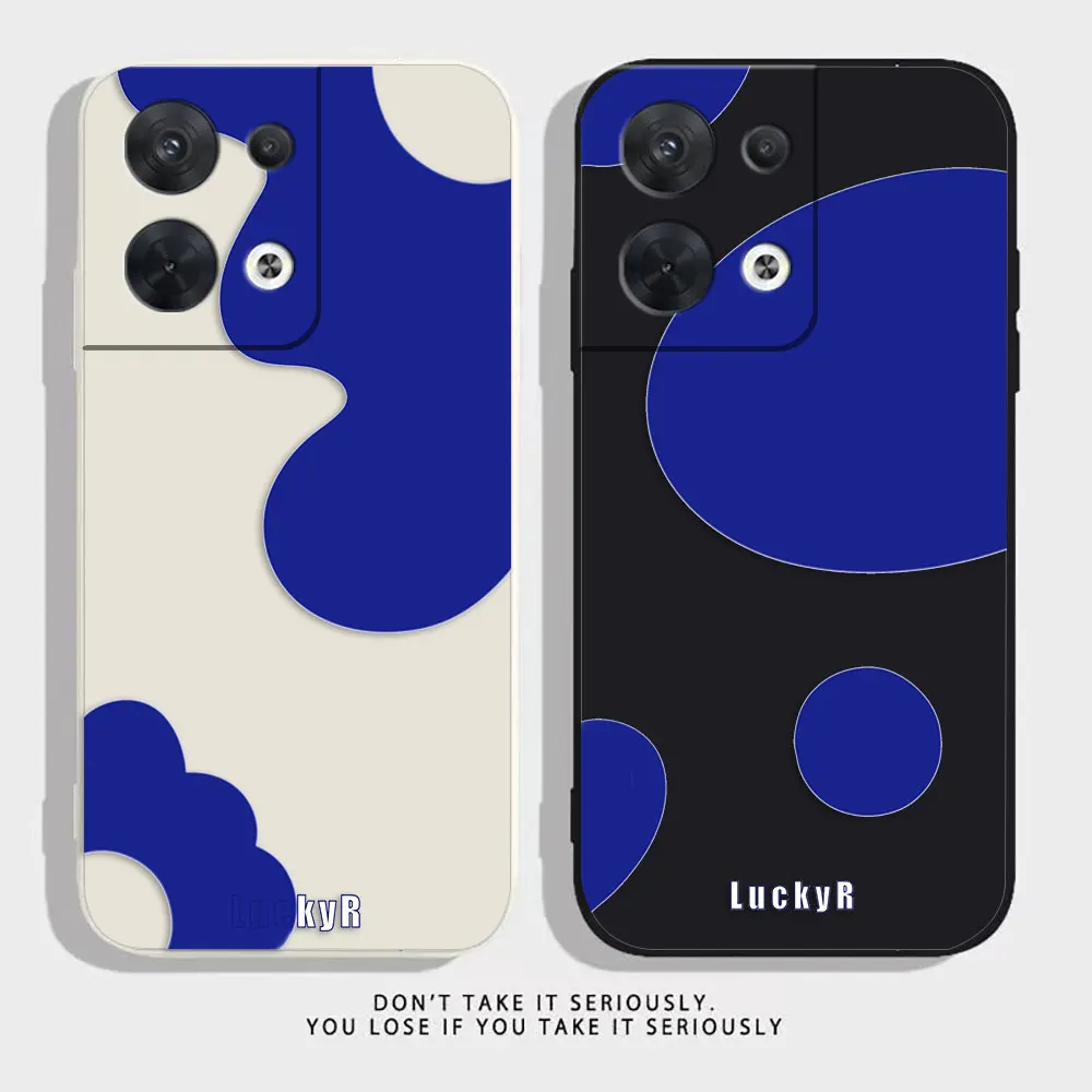 Lucky Klein Blue Phone Case For OPPO RENO 8 7 9 6 7SE 5 4 4SE 4 3 4G 5G PRO PLUS Colour Liquid Case Cover Funda Cqoue Shell Capa