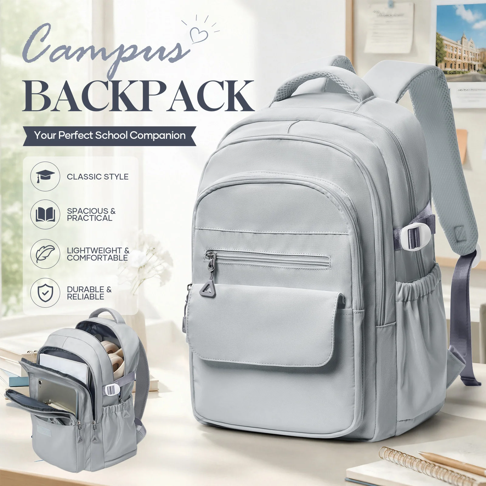 High School Middle School Backpack for Teen Casual School Bag for Boys Girls College Multiple Compartments Women Laptop Backpack