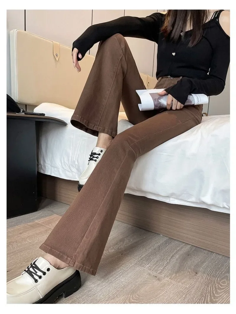 

Korean Women White Vintage Flare Jeans England Style High Street Women's Pants High Waist Denim Trend Pantalones De Mujer Y2k
