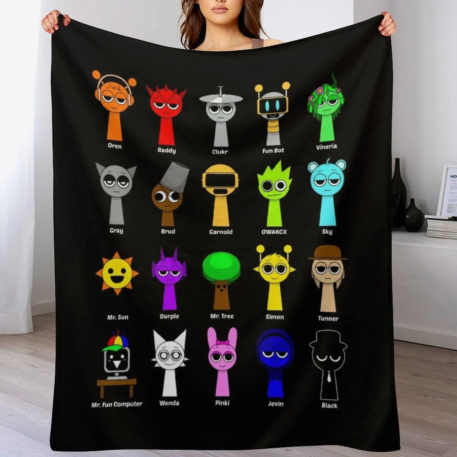 

All my Sprunki game toys Throw Blanket Outdoor Soft Blanket for Picnic Beach Camping