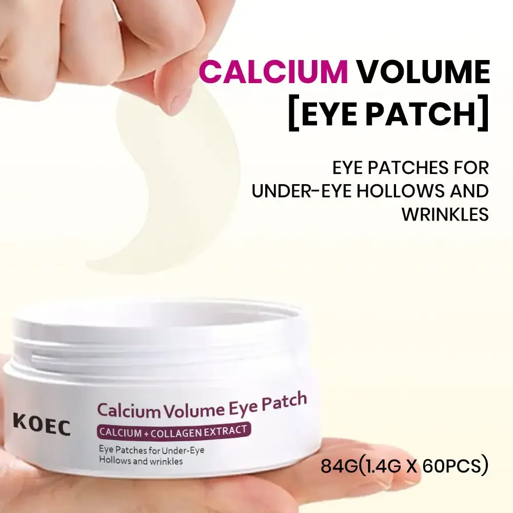 60PCs KOEC Collagen Eye Patch Calcium Volume Firming Nourishing Smoothing Under Eye Hydrating Lightweight Fast Absorbing Retinol