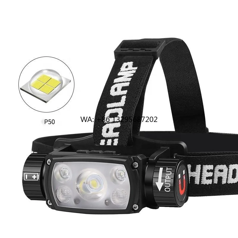 

3000 Lumen White & Red Light LED Headlamp 21700 18650 Battery Rechargeable Type C Head Light With Magnet for Camping Hunting