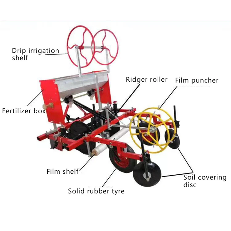 Automatic High Productivity Plastic Film Mulch Layer with Gearbox and Bearing Drip Irrigation Pipe Laying & Hole Punching