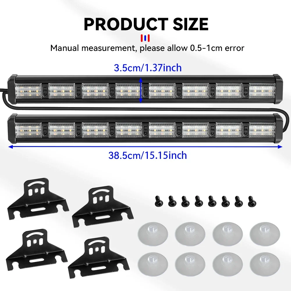 LED Car Multi-Function Emergency Strobe Light Bar Windshield Hazard Warning Warning Light For Police Trucks Car Accessories