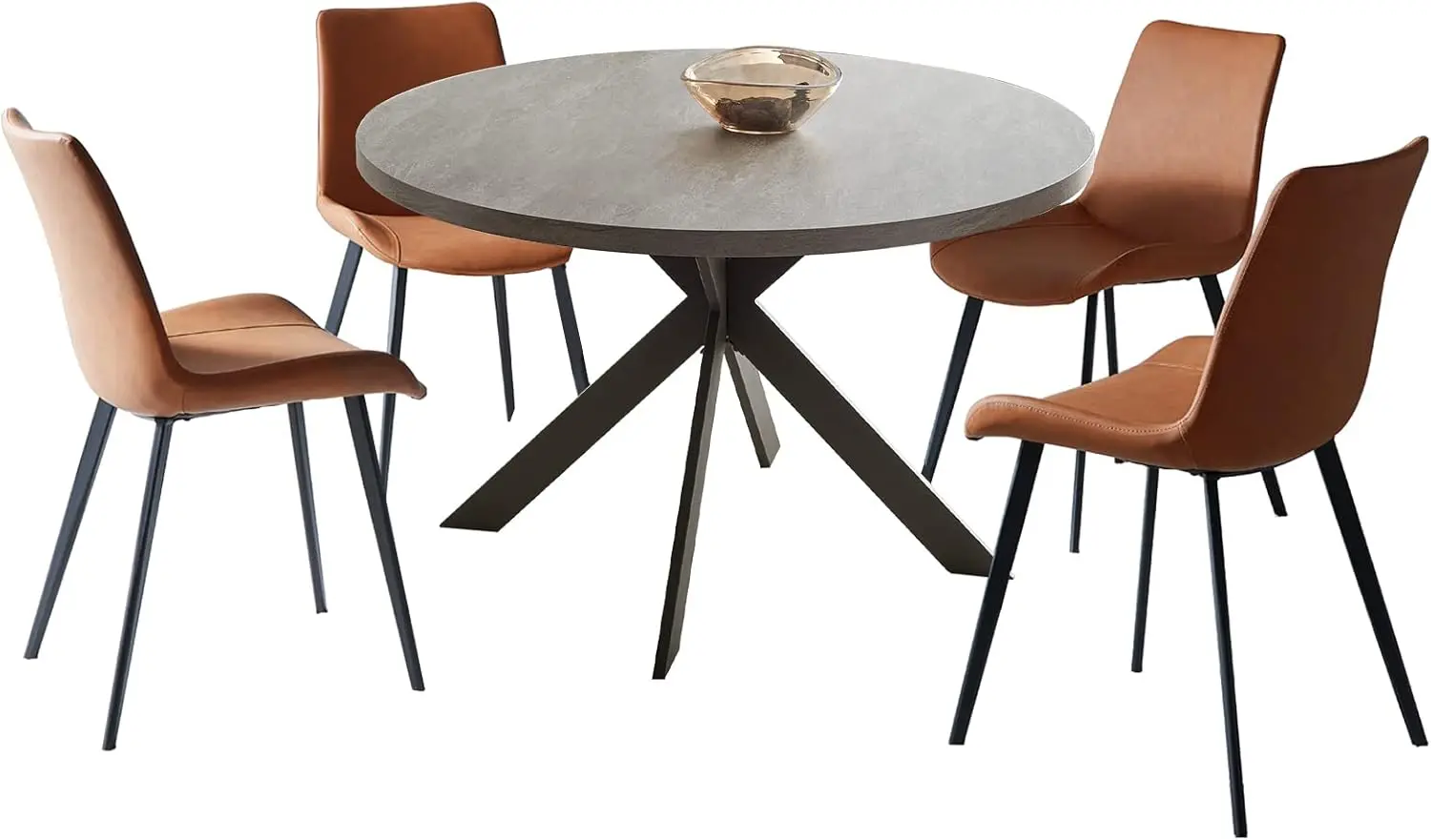 

Круглый обеденный стол 47 дюймов, в стиле Mid-Century Modern, на 4-6 человек, со стальными ножками, также подходит как журнальный столик для кухни