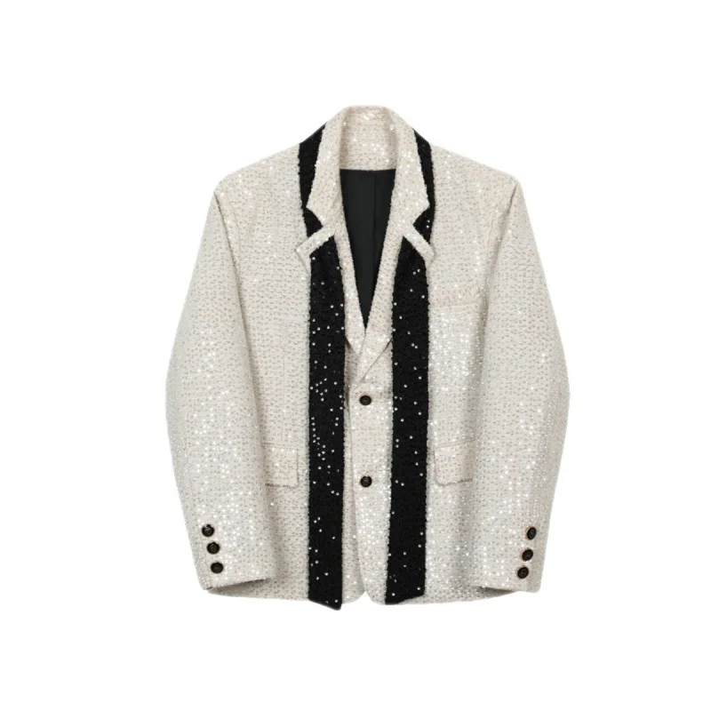 SuperAen Heavy Industry Sequins Suit Fashion Long Sleeve Blazer Women Jacket and Coat