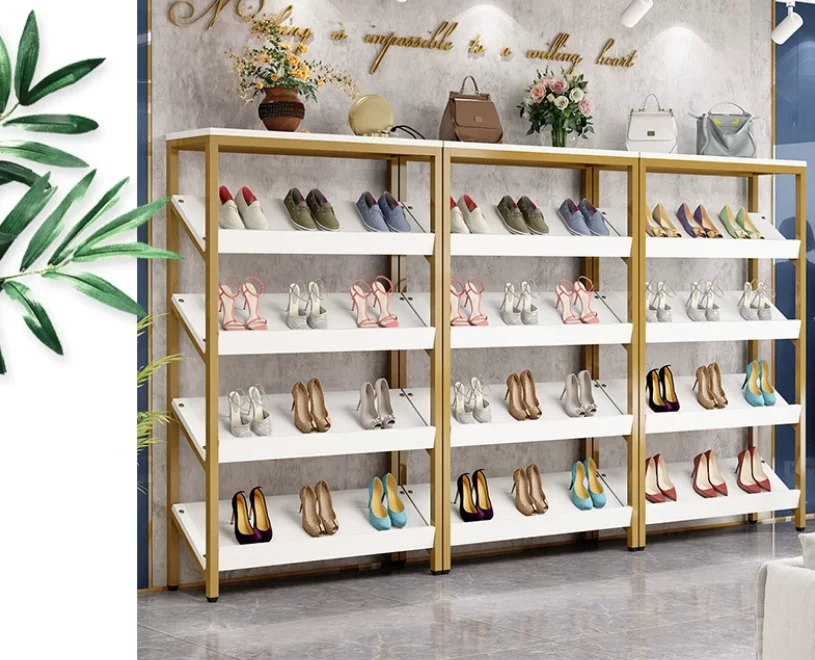 

Многоярусная подставка для обуви из нанозолота и железа для демонстрации женской обуви и одежды, золотистый органайзер для хранения
