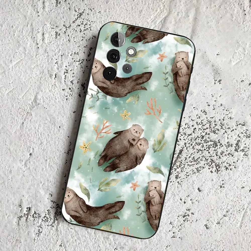 Cute Otter Lutra lutra Phone Case For Samsung Galaxy A13,21s,22,31,32,52,53,71,80,91 Soft Black Cover