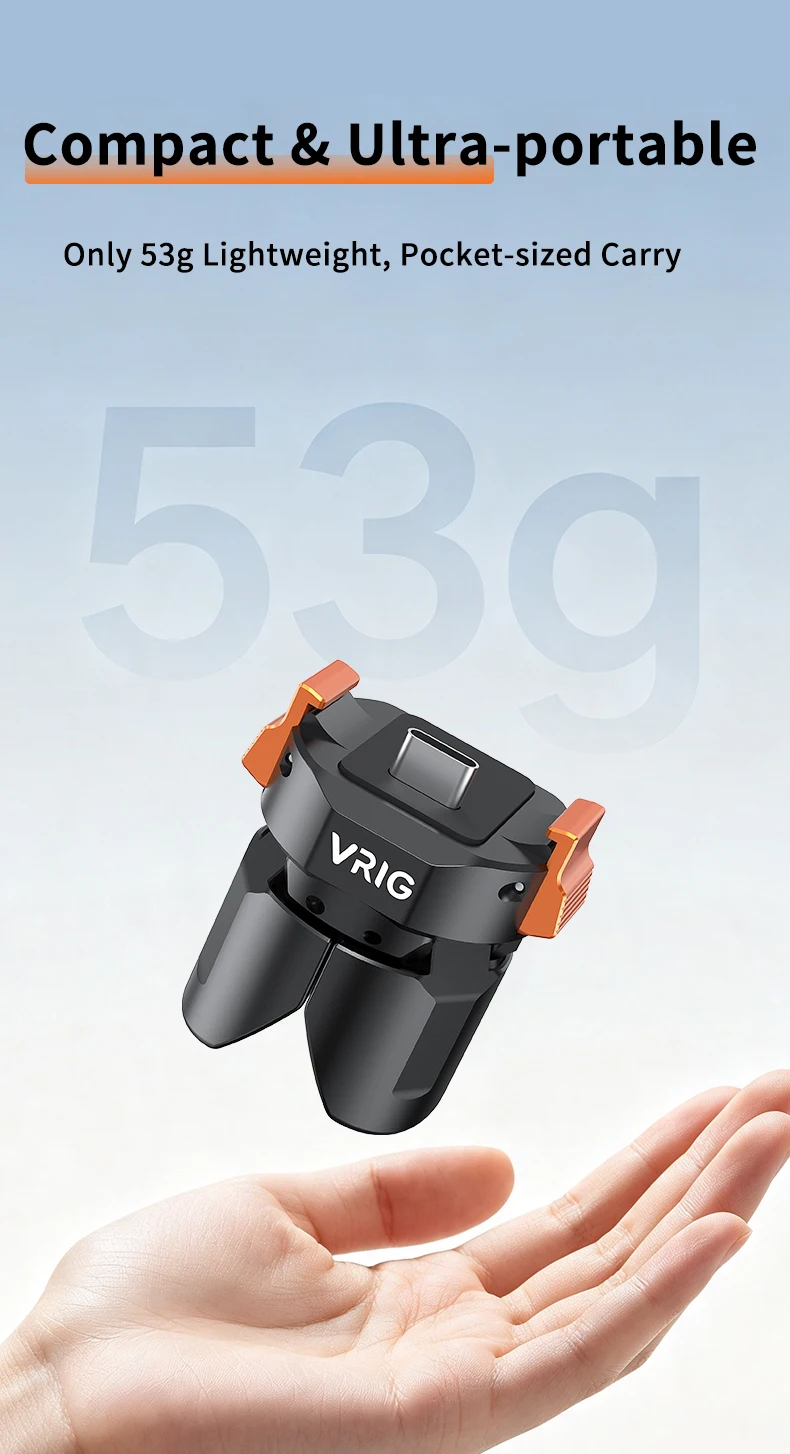 VRIG Ladegerät Typ-C Schnellverschluss-Stativ für DJI Osmo Pocket 3/4/4 Pro, Automatisch Öffnendes und Schließendes Aluminiumlegierungs-Ministativ – Detail 9