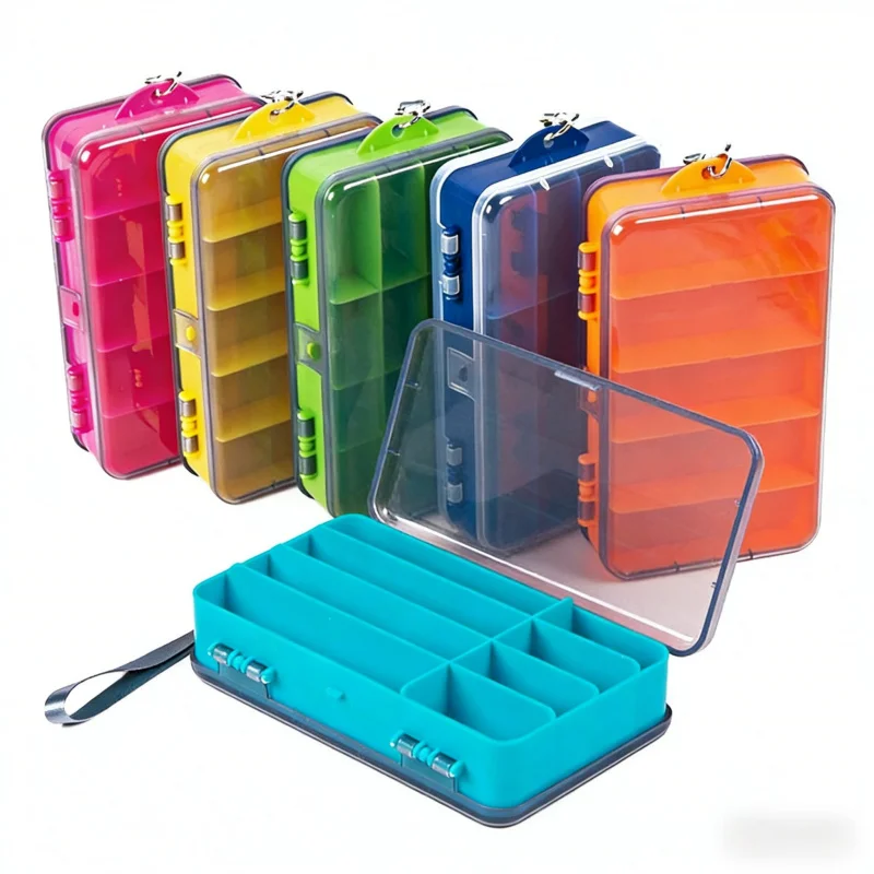 

Многофункциональный прозрачный двухсторонний водонепроницаемый рыболовный ящик большой вместимости 18x10x4 см для хранения приманок и аксессуаров