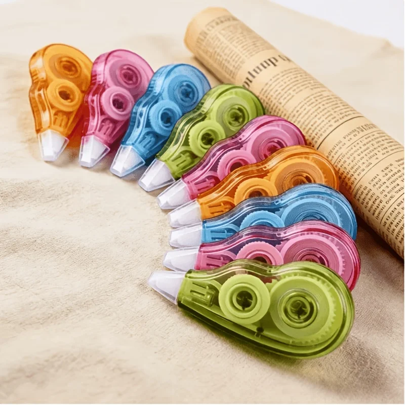 3pcs Random Color Mini Stationery Tape,Compact Transparent Smooth Adhesive Tape, Plastic Material for Student Office Diary Daily
