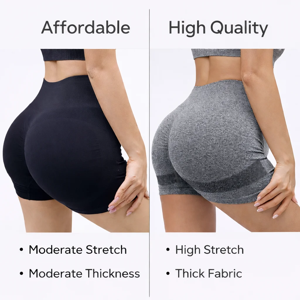 Regular & Thick High-Stretch Women’s Seamless Scrunch Butt Yoga Shorts High Waist Gym Running Shorts