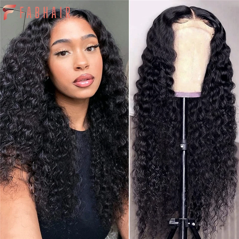 

FABHAIR, парики с глубокой волной на сетке, человеческие волосы, плотность 180%, 4x4, прозрачные парики на сетке для черных женщин, мокрые и волнистые безклеевые парики