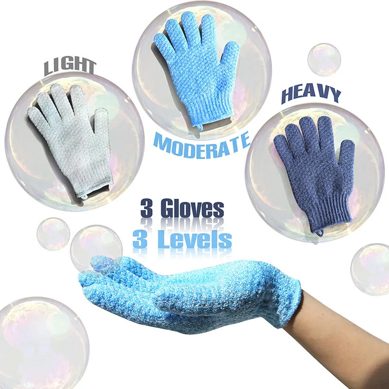 Shower Men's and Women's Exfoliating Gloves, Dual Texture Body Scrub Gloves, Dead Skin Remover Suitable for Home SPA Massage (1)
