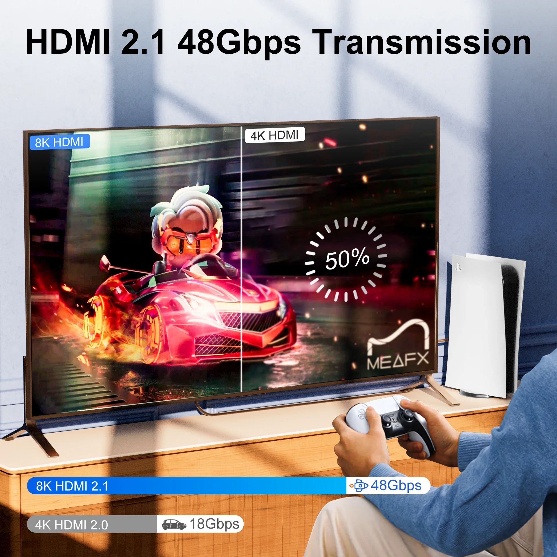 HDMI 2.1 8K Fiber Optic Cable 120Hz 48Gbps HDR HDCP 10m 20m 30m 40m 50m for HD TV Box Projector Ps3/4 Ultra High Speed Computer