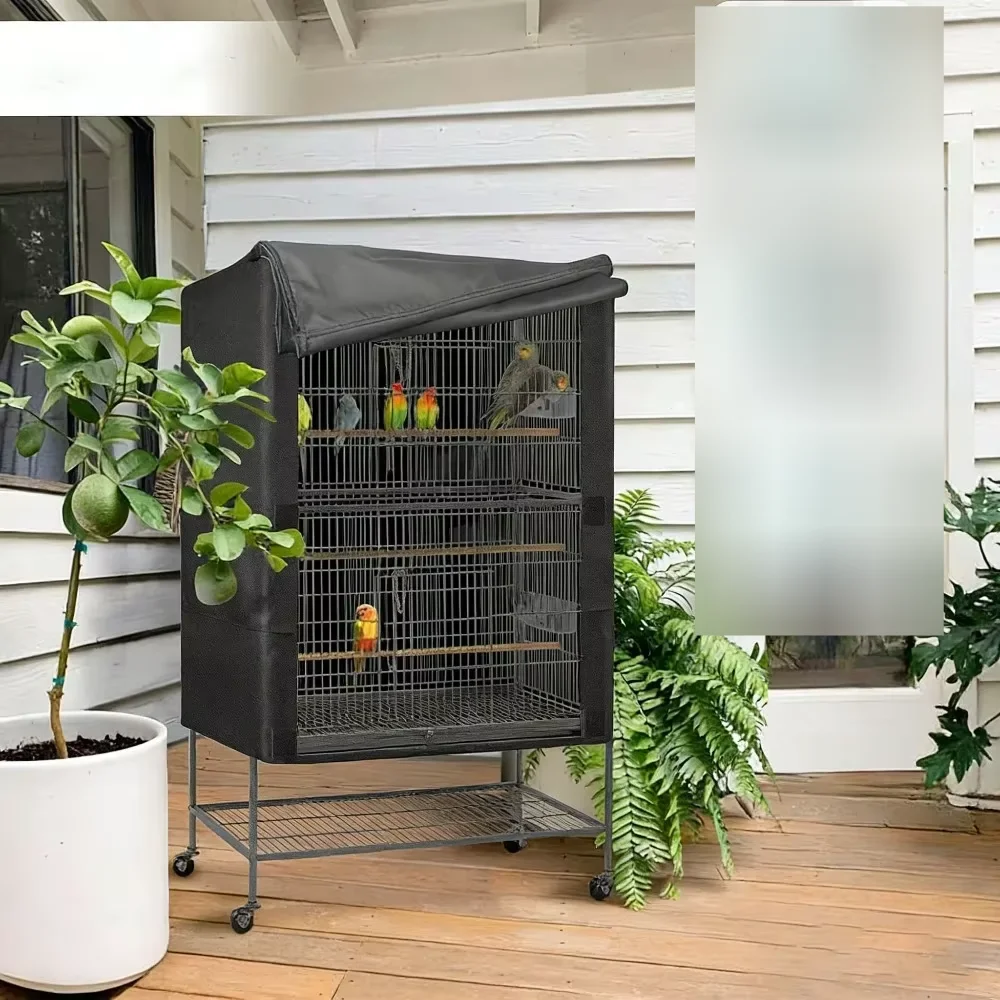 Light-Blocking & Ventilated Oxford Cloth Bird Cage Cover - Waterproof Dustproof, Night Pet Bird Cage Shield
