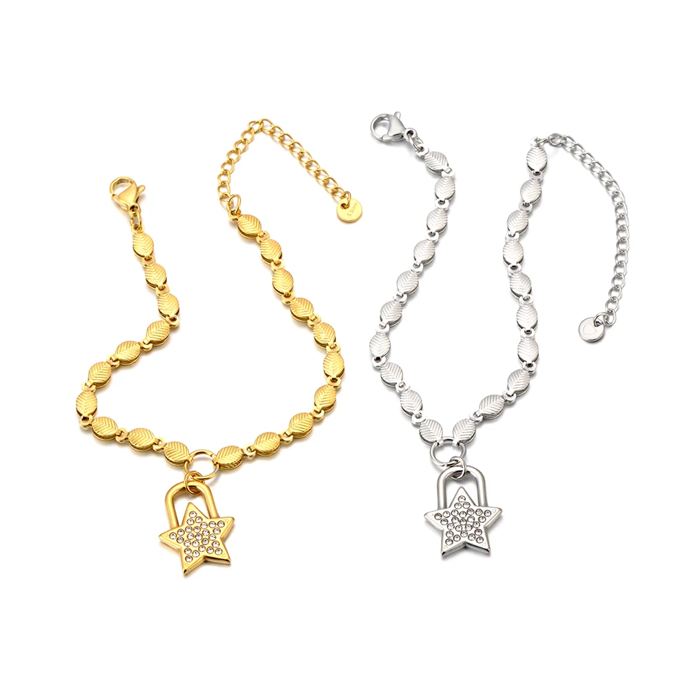 316L Edelstahl Zirkon Pentagramm Stern Charm Armband Für Frauen Neue Mode Mädchen Handgelenk Schmuck Geschenke Großhandel B25150