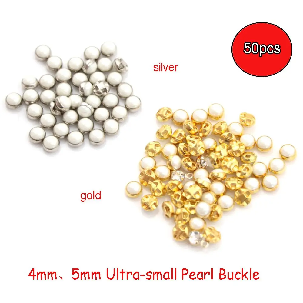 50pcs Mini Doll Buttons Ultra-small Pearl Buckle Doll Belt Buckle Doll Shoes Buckle Blyth Doll Clothing Buckles