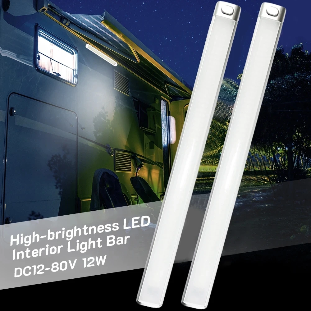 2PCS 12W Universal LED Light Bar 120LED 168LED 12V-80V Car Interior Light Dome Reading Light Strip for Car Truck Caravan Ship