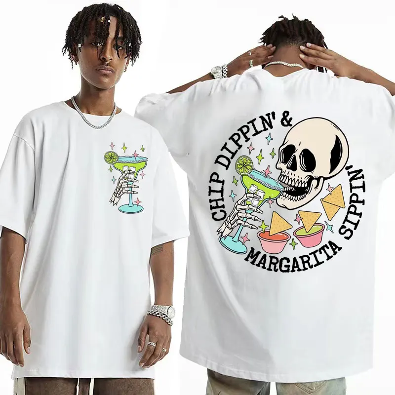 Funny Chippin Dippin Margarita Sippin Meme T Shirt Men Women Fiesta Celebration Short Sleeve T Shirts Casual 100% Cotton T-shirt