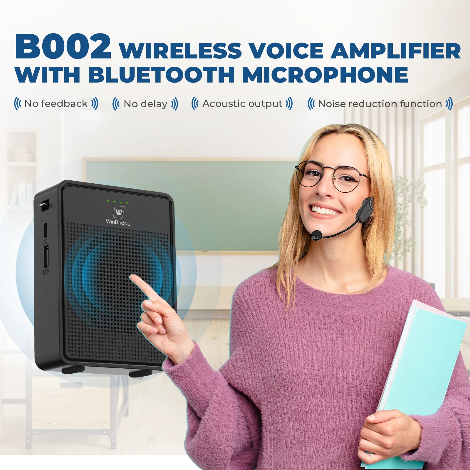 2026 Voice Amplifier with Wireless Headworn Mic for Gym Trainers  Language Schools