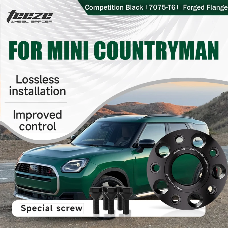 

Teeze 2pcs 5x112 66.6/5x120 72.6 14x1.25 Hub Centric Black Forged wheel spacer For 2010-2025 MINI Countryman 15/20/25/30/35mm