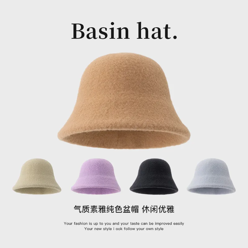 Fisherman Hat Senior Sense Table Lamp Cap Temperament Plain Solid Colour Basin Hat Winter Warm Vegetarian Face Cover Bucket Hat